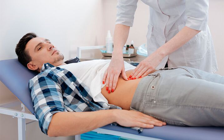 The patient during the examination by a doctor